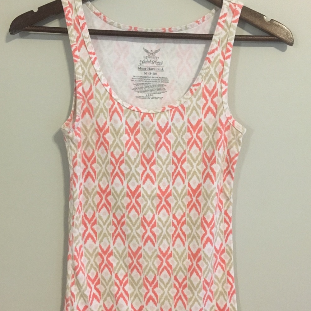 Geometric Peach and Khaki Tank
